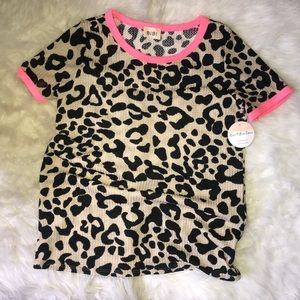 Leopard Waffle top with neon banding